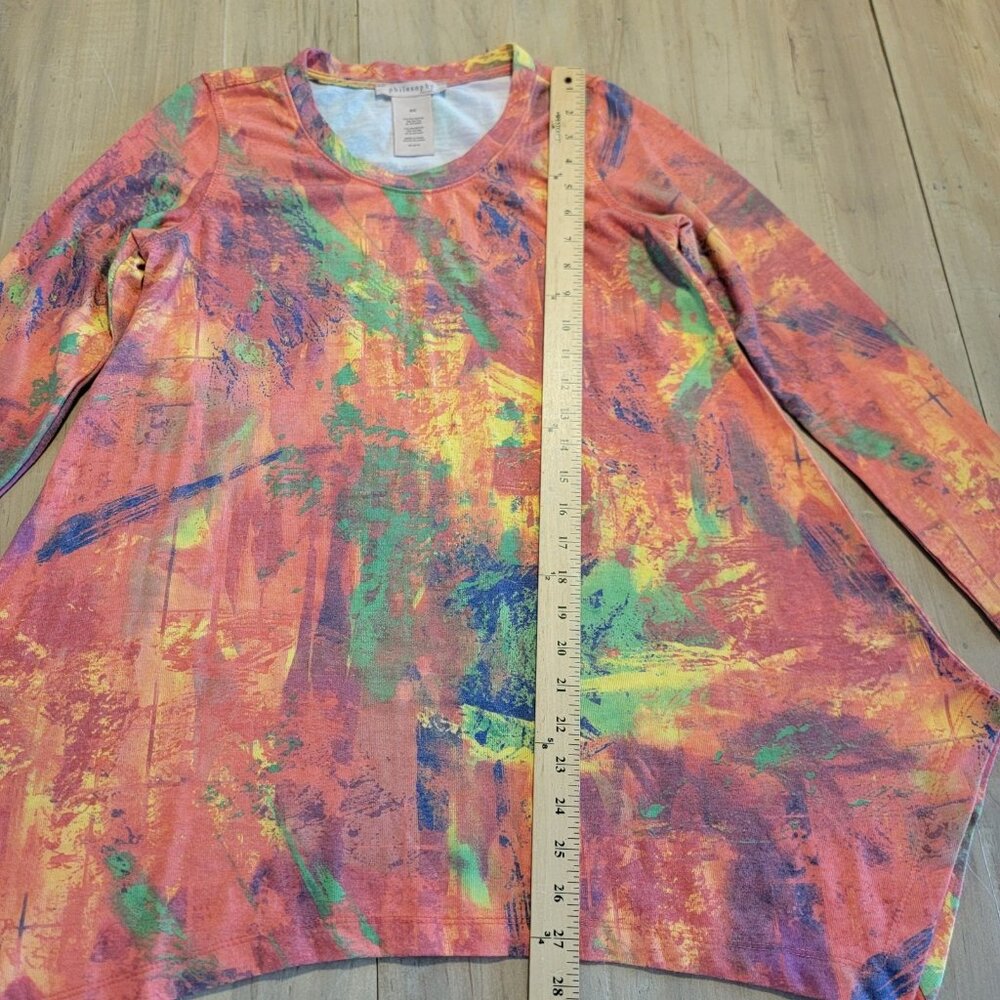 Philosophy Tunic Sunrise Brushstroke Long Sleeve‎ Knit Shirt Oversize Small 3615 - Picture 6 of 9